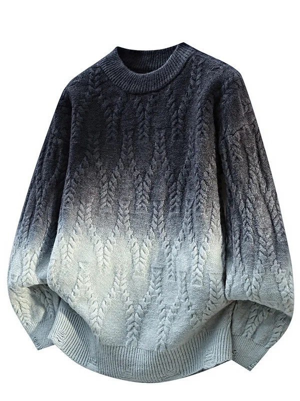 

Teenage Faion Thiened round Ne Pullover Sweater Casual Loose adient Color Knitted irt for Men Autumn Winter Wear