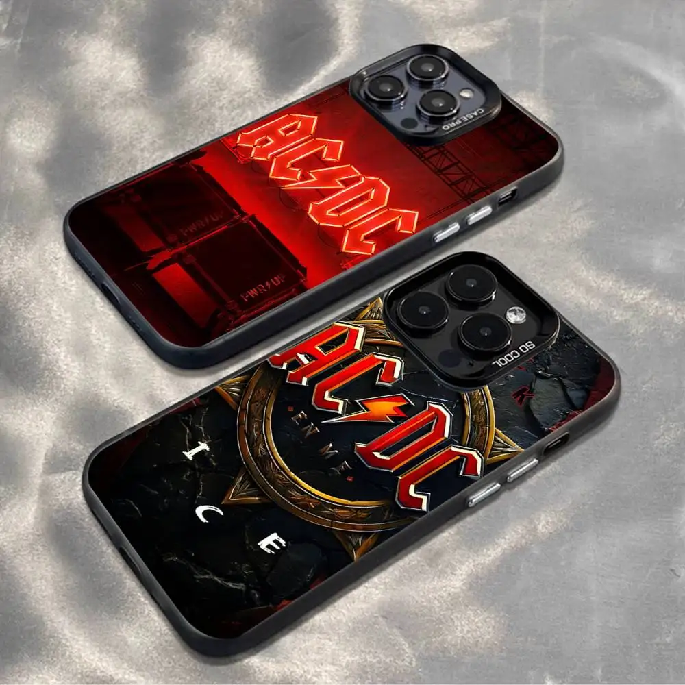 

Rock A-AC D-DC Band Phone Case For iPhone17,16,15,14,13,12,11,Mini,Pro,MAX,plus,Black Matte Shockproof Cover
