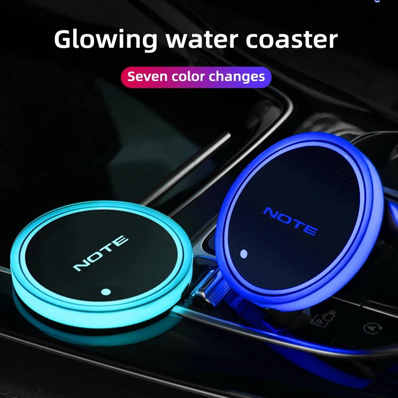 Suitable for Nissan note car colorful modified atmosphere lights car interior luminous water coaster anti-slip mat accessories