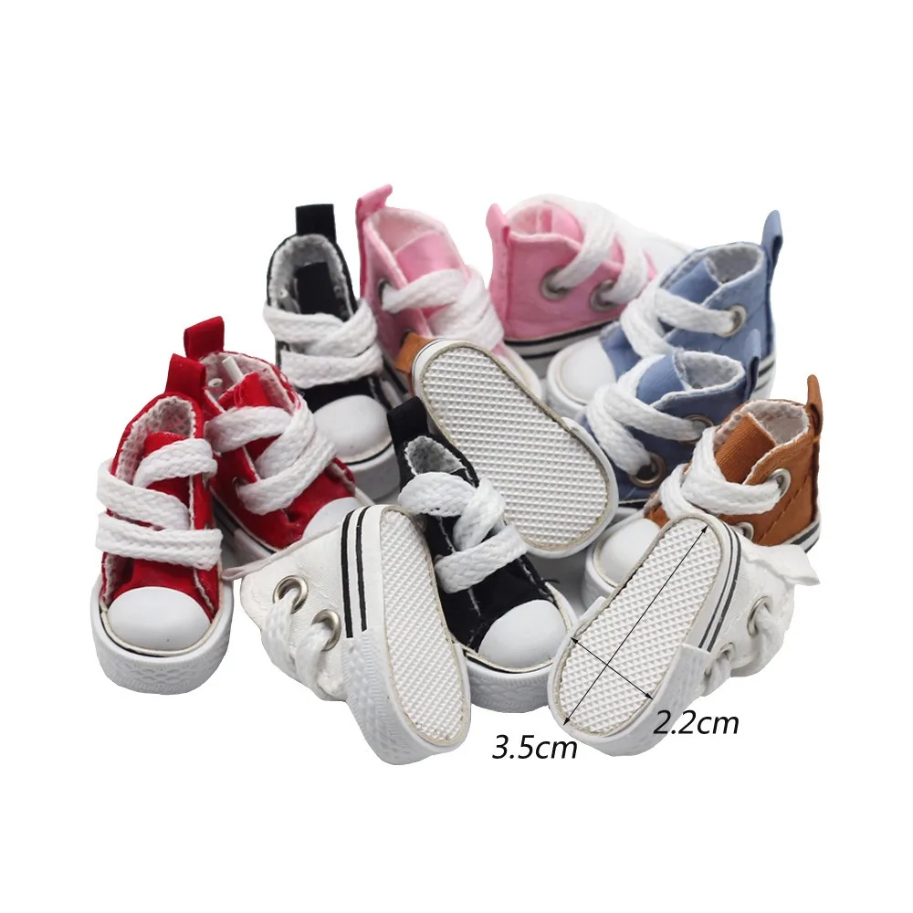 1 Pair 3.5cm Fashion Mini Canvas Shoes Mini Kawaii Fashion Casual Canvas Shoes Cute Colorful Mini Canvas Shoes DIY