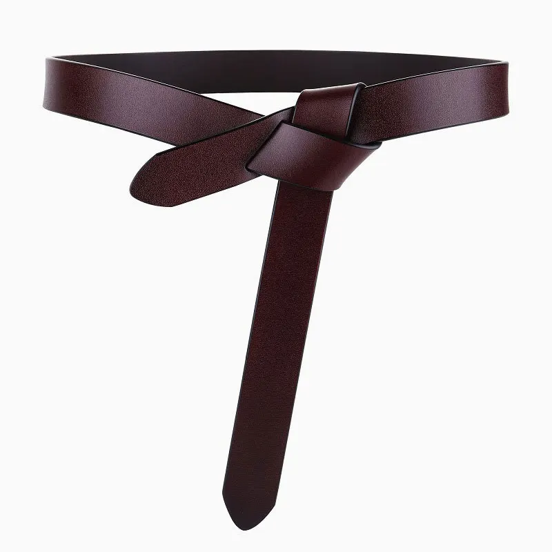Cowhide Belt Ladies Soft Genuine Leather Knotted Strap Dress Accessories Gothic Retro Luxury Designer Girdle Corset for Women