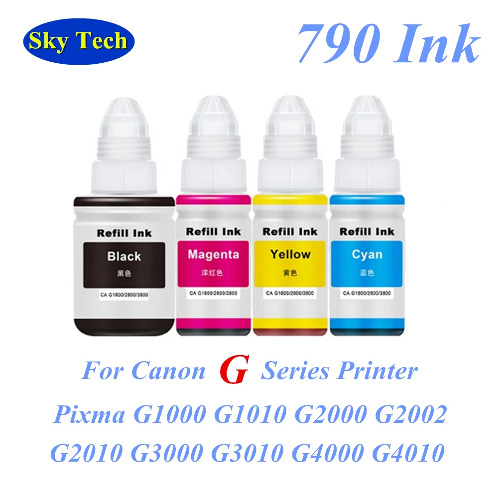 Sky 790 GI-790 Ink ,Premium Refill Ink For Canon PIXMA G1000 G1010 G2000 G2002 G2010 G3000 G3010 G4000 G4010 Printer