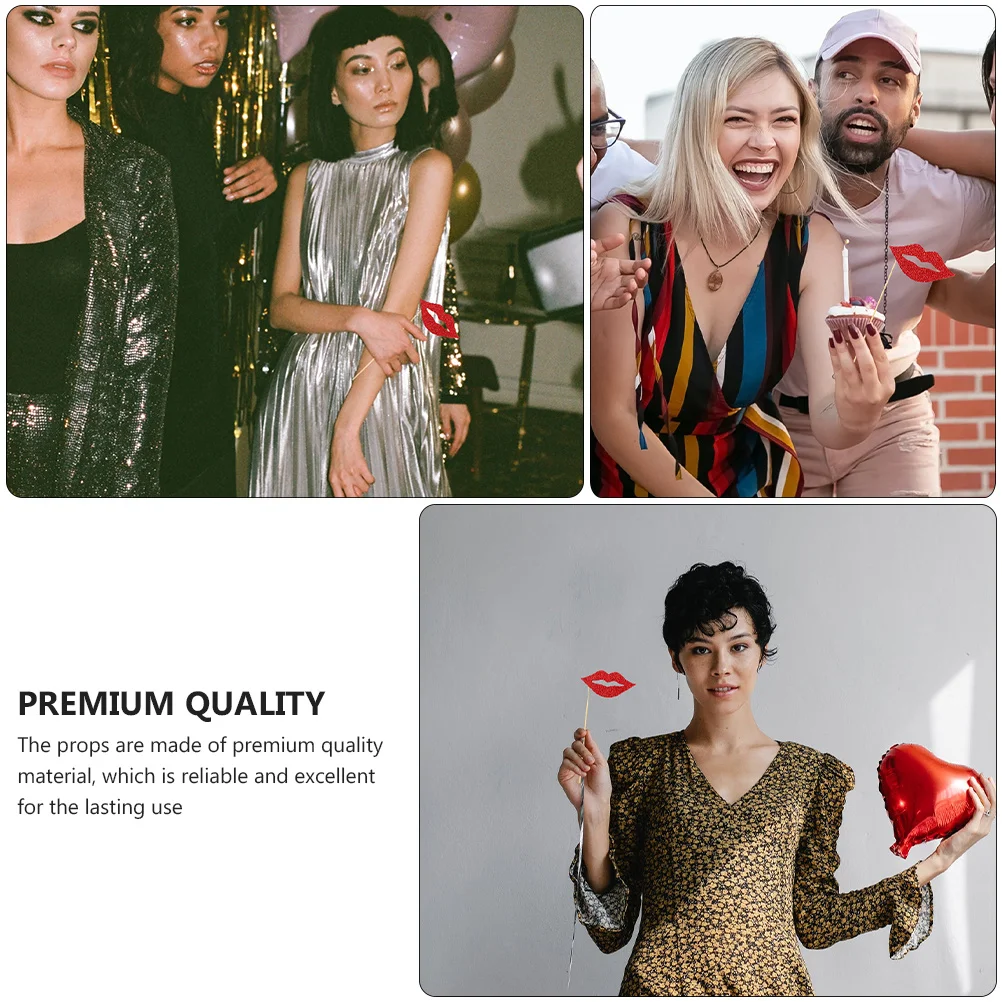 

40Sets Red Lips Photo Props Funny Unique Party Decorative Accessories for Festival Birthday Gathering Adults Lips Selfie