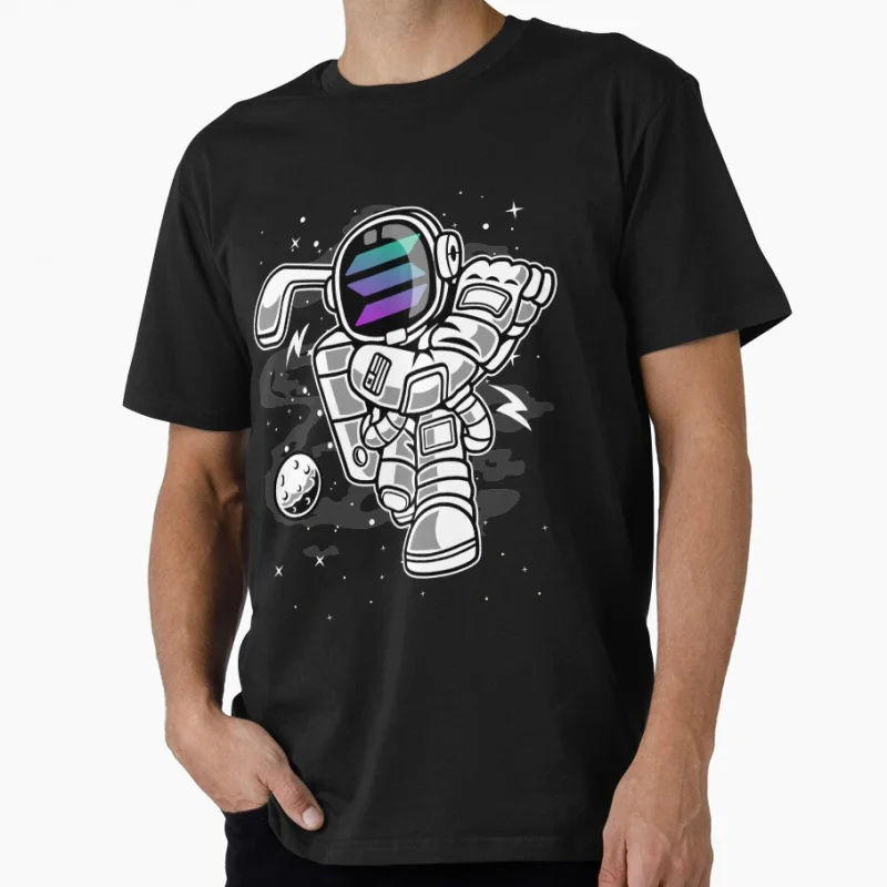 

Astronaut Golf Solana Coin SOL Coin To The Moon Crypto Token Cryptocurrency Blockchain Wallet HODL Gift T shirt Large size Tops