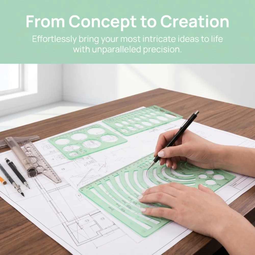 6 Sets Architecture Draft Template Rulers Multi-function Smooth Drawing Template Various Patterns Precision Hollow Pattern Ruler
