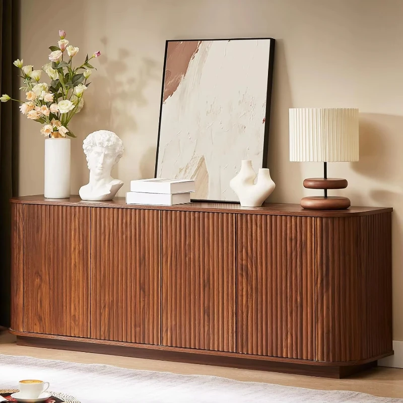 

Walnut Groove Sideboard Buffet Cabinet Kitchen Dining Room Furniture