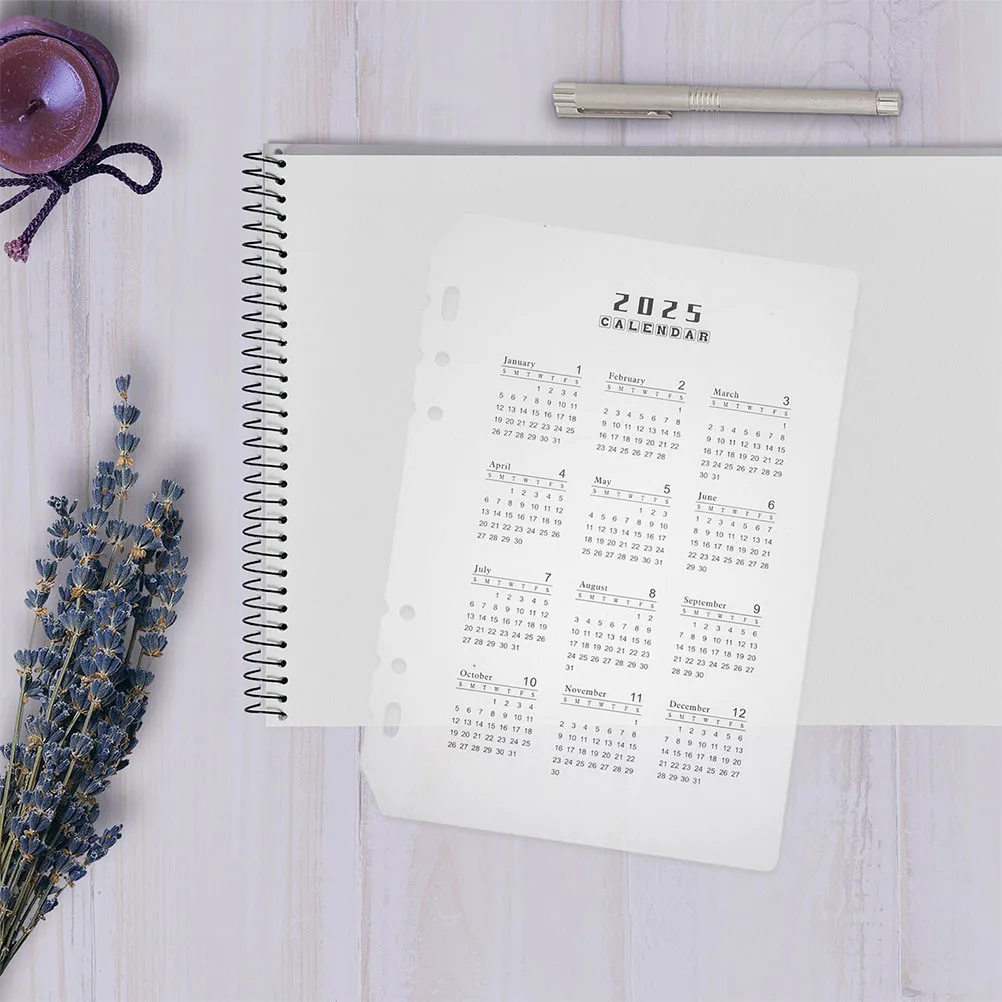 12 pezzi divisori per calendario smerigliato inserti separatore raccoglitore a fogli mobili perforato a 6 fori per ricarica agenda giornaliera 2025