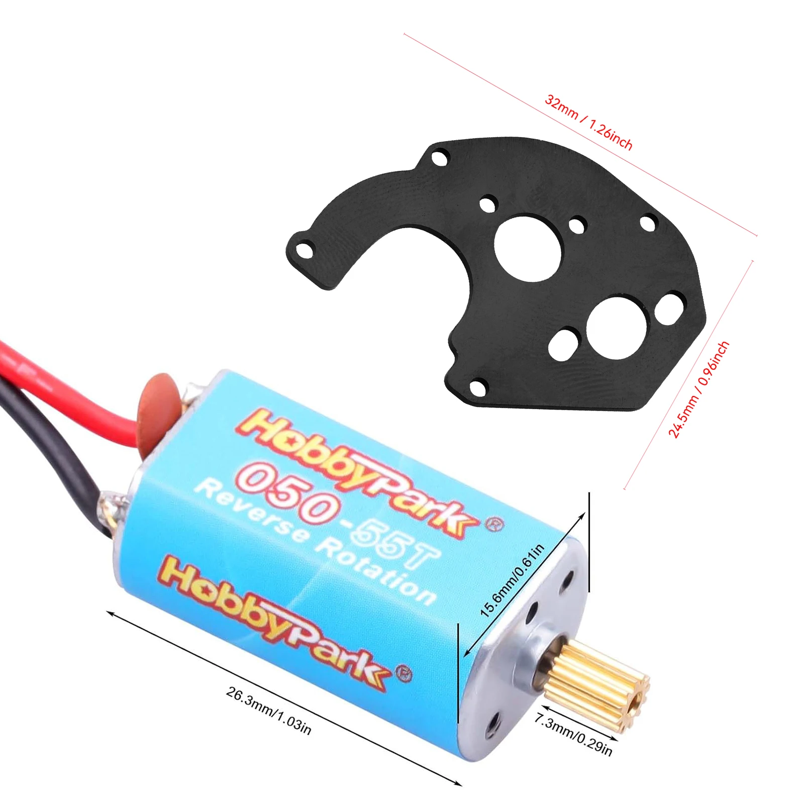 HobbyPark Upgrade Brushed 050 55T Motor W/ Mount & Pinion for Axial SCX24 1/24 Gladiator C10 JLU Deadbolt B-17