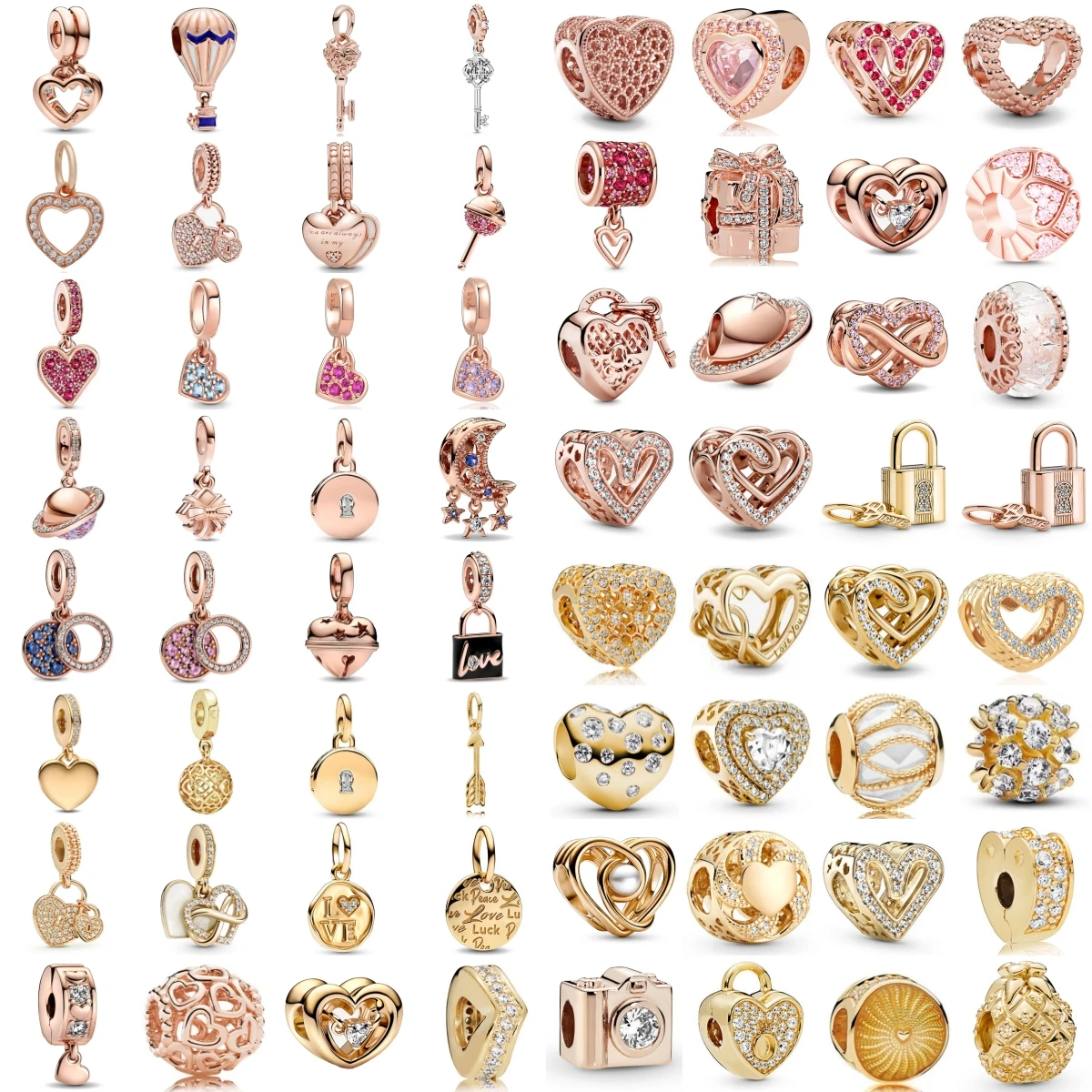 New 925 Silver Gold Or Rose Gold Bell Key Lock Pendants Charms Beads Fit Original Pandora Bracelet DIY Jewelry For Women 2024