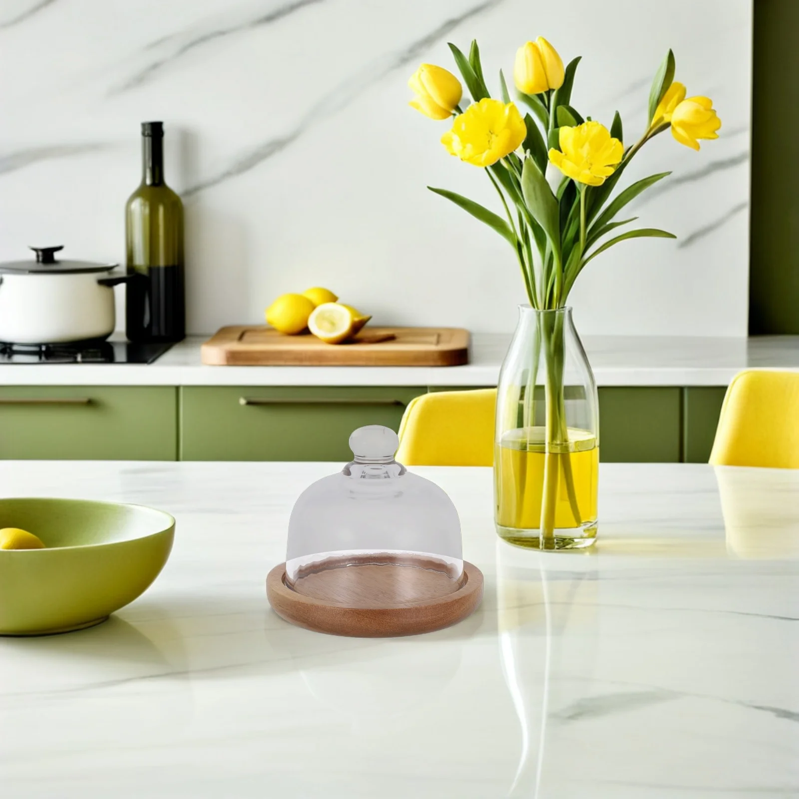 

Тарелка для торта со стеклянным куполом, выбранная деревянная основа, поднос для десерта для свадебной вечеринки, уличного использования, куполообразная пищевая тарелка, сервер