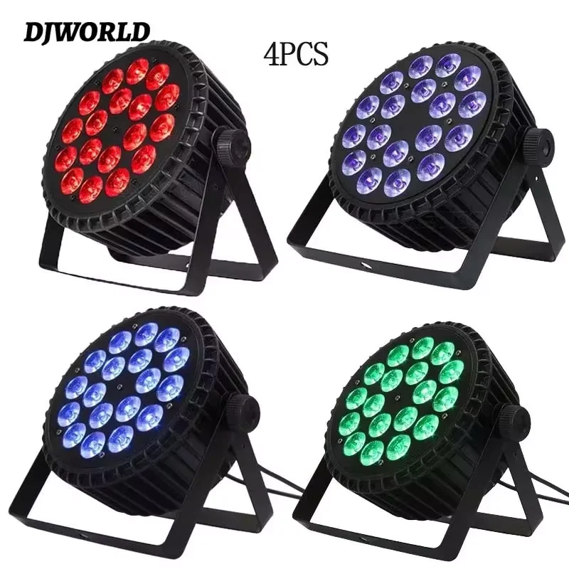 4PCS Aluminum Alloy LED Flat Par 18x12W RGBW/18x18W RGBWA+UV LED Lighting DMX512 Disco Professional Stage DJ Equipment