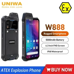 UNIWA-IP68 Smartphone robusto, W888, Explosão ATEX, Android 11, Octa Core, 4GB + 64GB, 6,3 