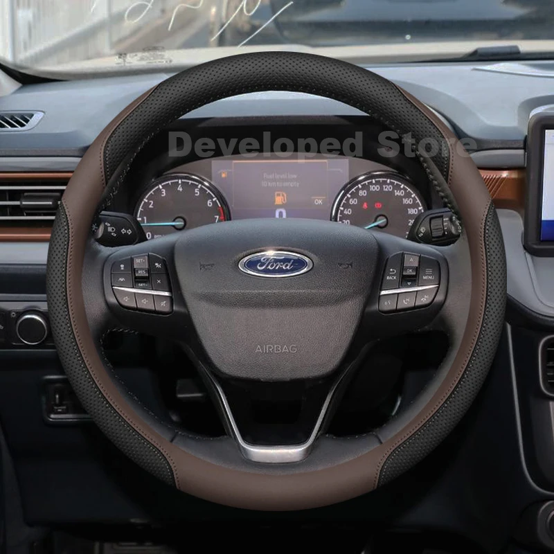 

Leather Car Steering Wheel Cover For Ford Ka MK2 Ka+ 2008-2018 Auto Steering Wheel Cover fit Ford Focus 3 MK3 ST Accessories