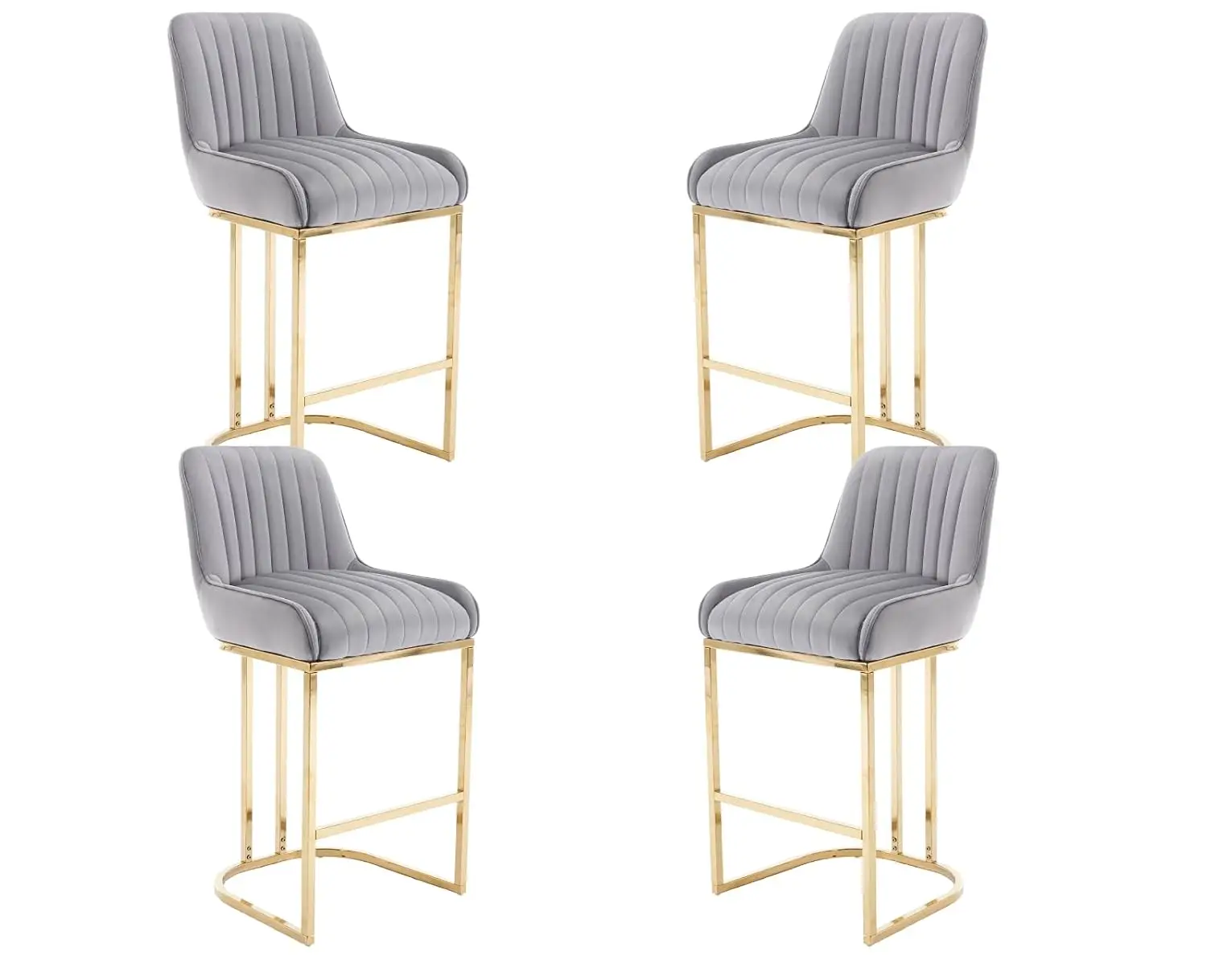 Upholstered Counter Height Bar Stools Set of 4 with Back & Gold Metal Base for Kitchen Island Restaurant Pub, Customized
