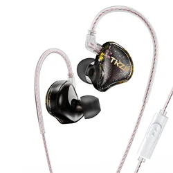 TKZK TK01 Dynamic Driver Earphones Gold-plated 2PIN Magnetic Circuit DD In Ear Monitor Double Parallel OFC Cable Hearphones kz