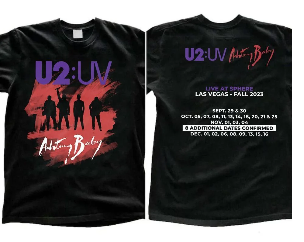 UPDATE 2024 U2 2side concert shirt, Vintage U2 Rock Band World Tour 2024 T-Shirt