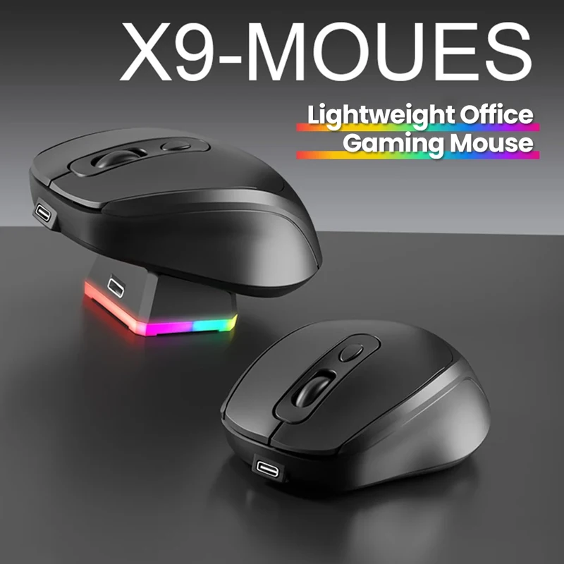 2026 New X9 Mouse Lightweight Office Esports Game Dual-Mode Wireless Bluetooth Mouse Charging RGB Wireless Game Mouse Explosions
