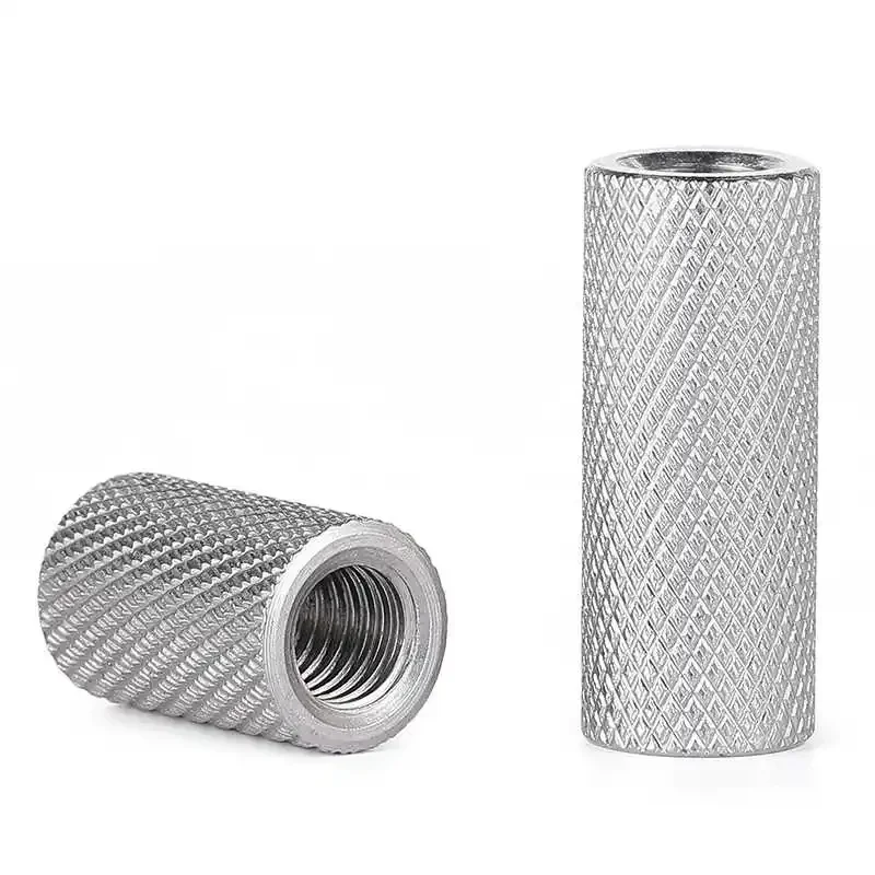 304 Stainless Steel Extended Cylindrical Knurled Nuts Hand Screwed Mesh Adjustment Nuts M2 M2.5 M3 M3.5 M4 M5 M6 - M16