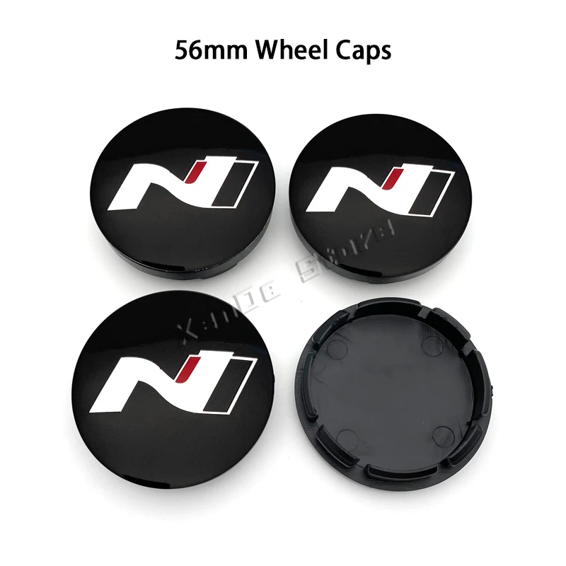 4 pz 56mm 60mm N Line Car Wheel Center Hub Cap Cover Emblem Stickers per Hyundai NLine Sonata Tucson Azera Elantra Veloster Kona