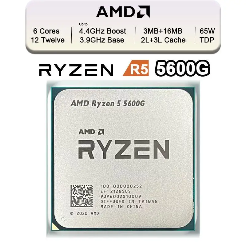 Top AMD New Ryzen 5 5600G R5 5600G 3.9GHz Six-Core Twelve-Thread 65W L3=16M 100-000000252 Support Desktop CPU Gaming Socket AM4