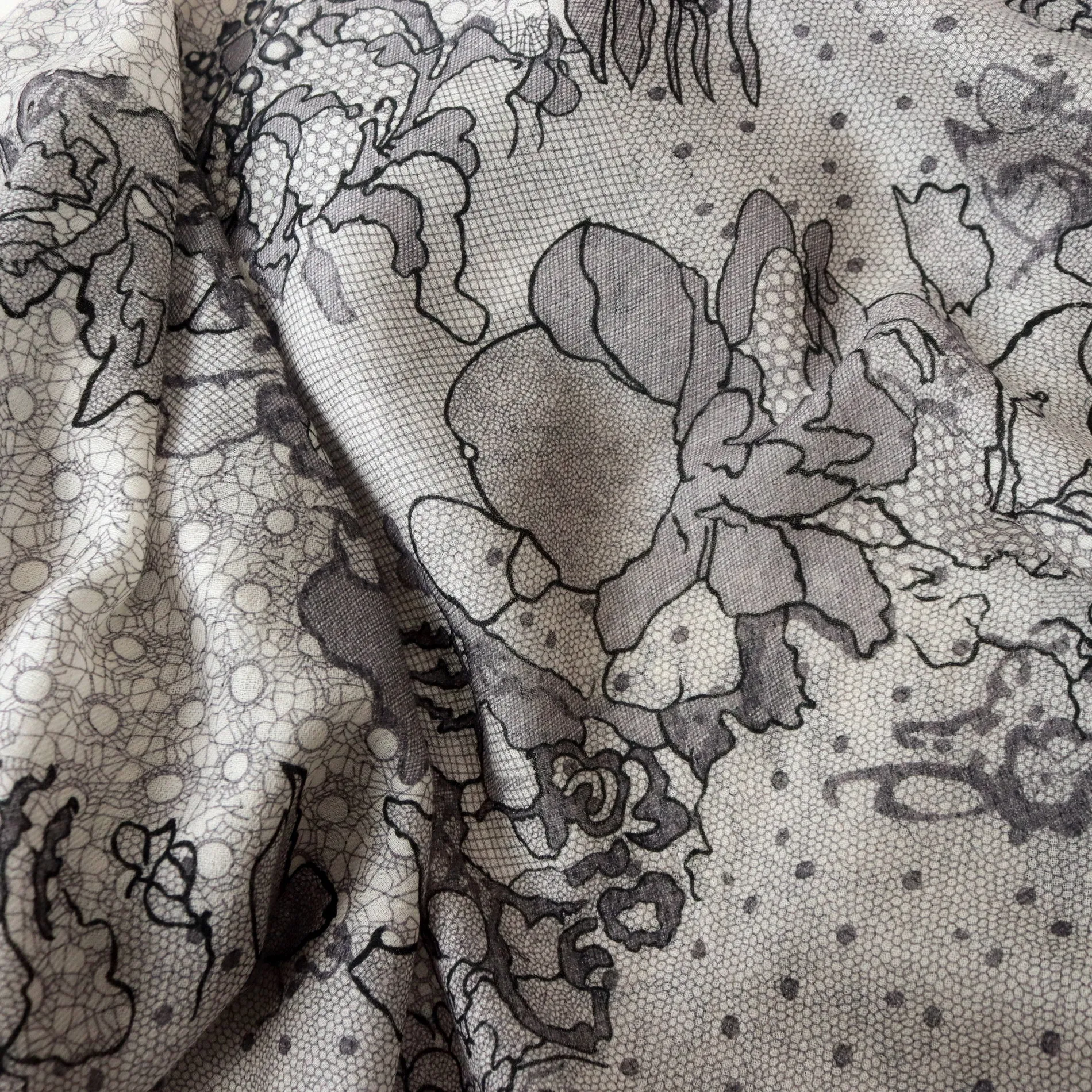 Winsleter-Women 100%Wool Elegant Long Scarf, 200*100CM Lace Print, Mom Gift Retro Commute Shawl Scarves, 2025 Autumn A5O635CC