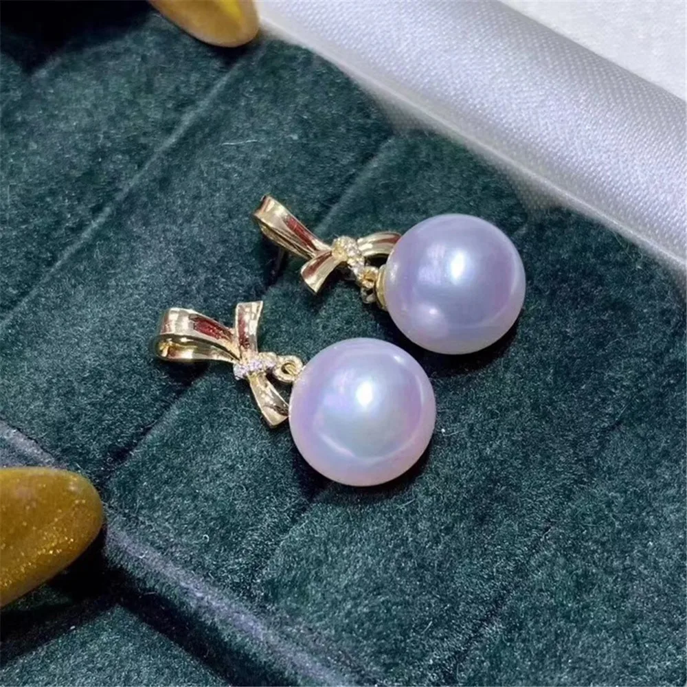 

DIY Pearl Accessories G18K Gold Pearl Earrings with Empty Support Bow Pearl Earrings for Women Fit 8-10mm Round Shape G272