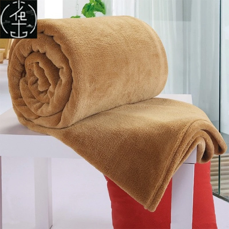 

Теплое коралловое зимнее одеяло-плед для кровати и дивана, из мягкой хлопковой ткани, однотонный дизайн, для женской зимней одежды