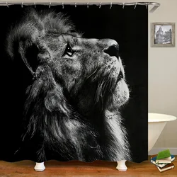 Animals Pattern Bath Curtain Waterproof Shower Curtains Polyester Wolf lion Bath Screen Print Curtain for Bathroom Home Decor