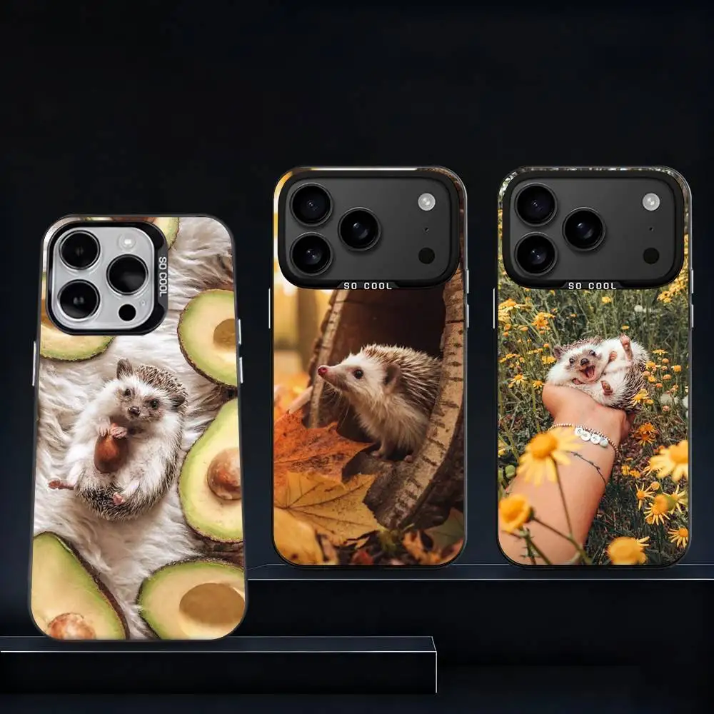 

Cute Animal hedgehog Phone Case For iPhone 17,16,15,14,13,12,11,Pro,XS,Max,Plus,Mini,SE4,E IMD Matte Black
