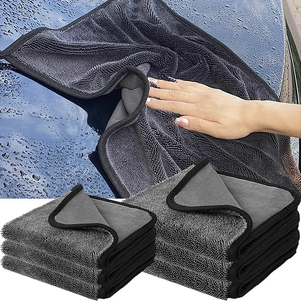 Auto-Waschlappen 1200GSM Doppelseitiges Handtuch Auto-Detailing Gedrehtes Geflecht-Tuch Super Saugfähiger Lappen für Auto- und Hausreinigung Zubehör – Detail 3