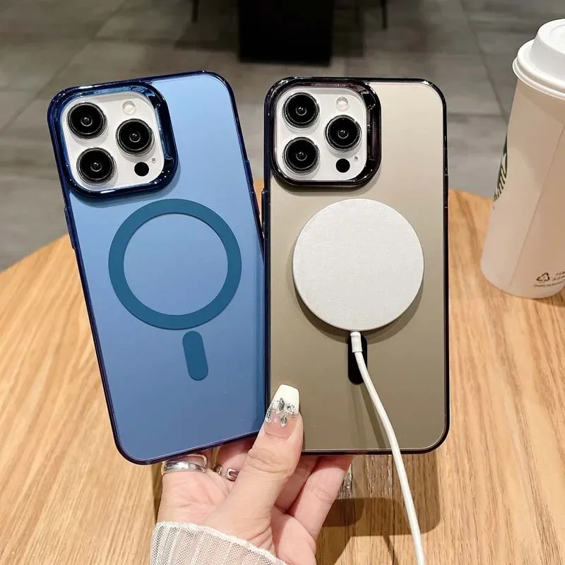 Magsafe IMD Protective Case for iPhone 15 Pro 14 Pro Max Plating Camera Phone Case for iPhone 11 12 13 14 15 Pro Max phone case