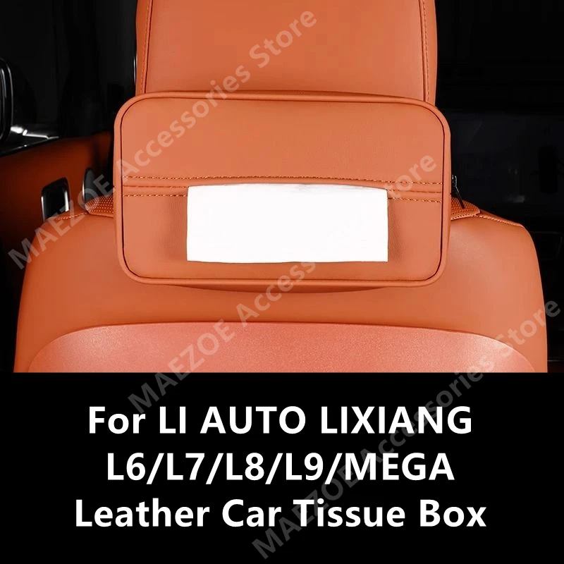 

For LI AUTO LIXIANG L6/L7/L8/L9/MEGA Leather Car Tissue Box,Interior Storage Modification Accessories Refit