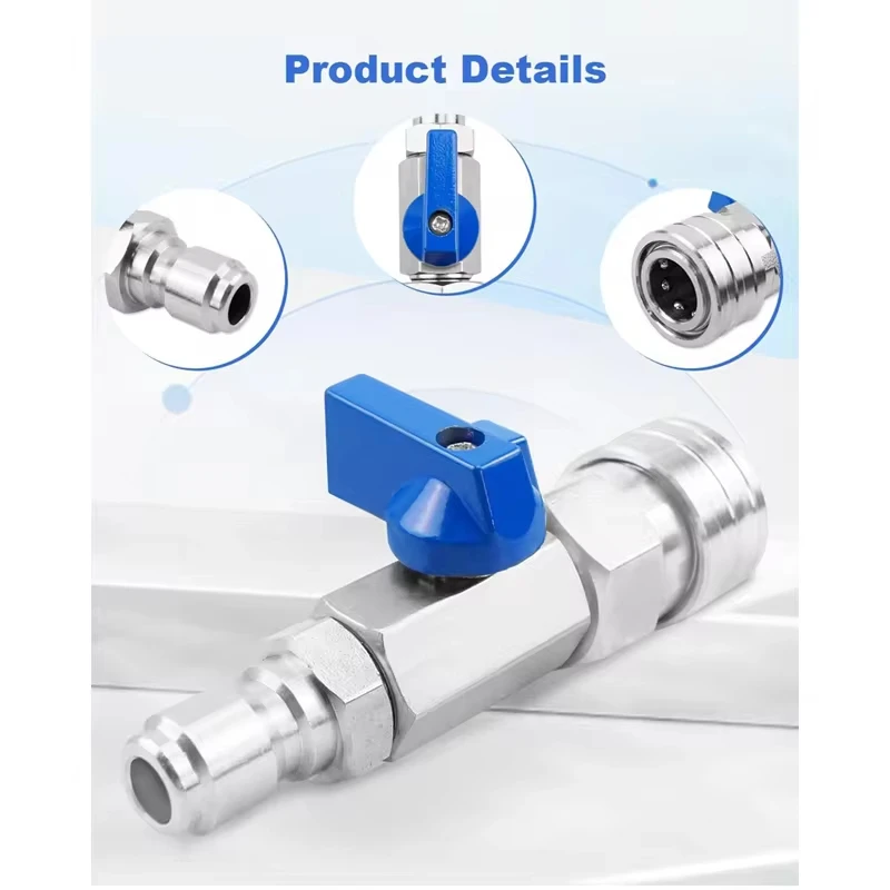 High Pressure Washer Ball Valve Kit 3/8 or 1/4 Quick Connect Fittings for Power Washer Hose Control Water Flow Switch 4500 PSI