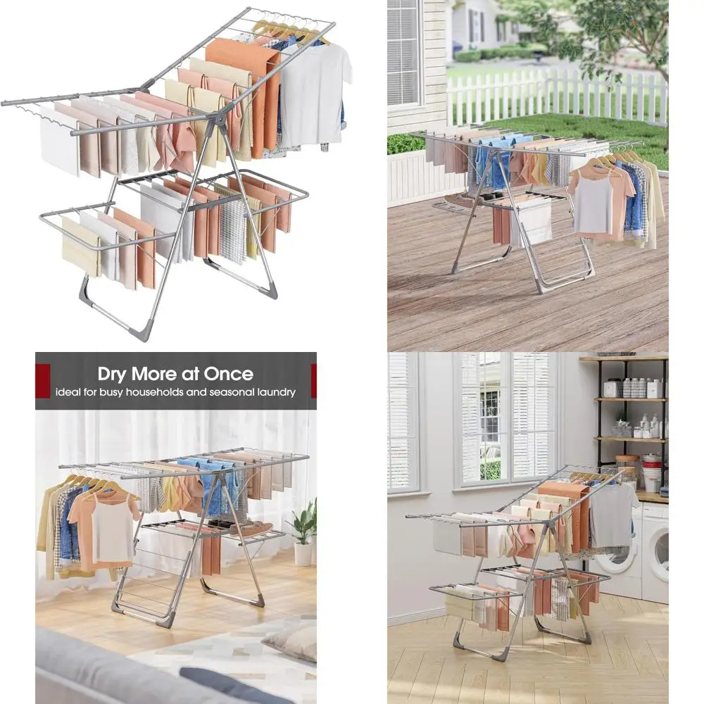 

Компактная 2-уровневая складная сушилка для белья, регулируемая, для внутреннего и наружного использования, 55,5 л × 22,8 Вт, серая