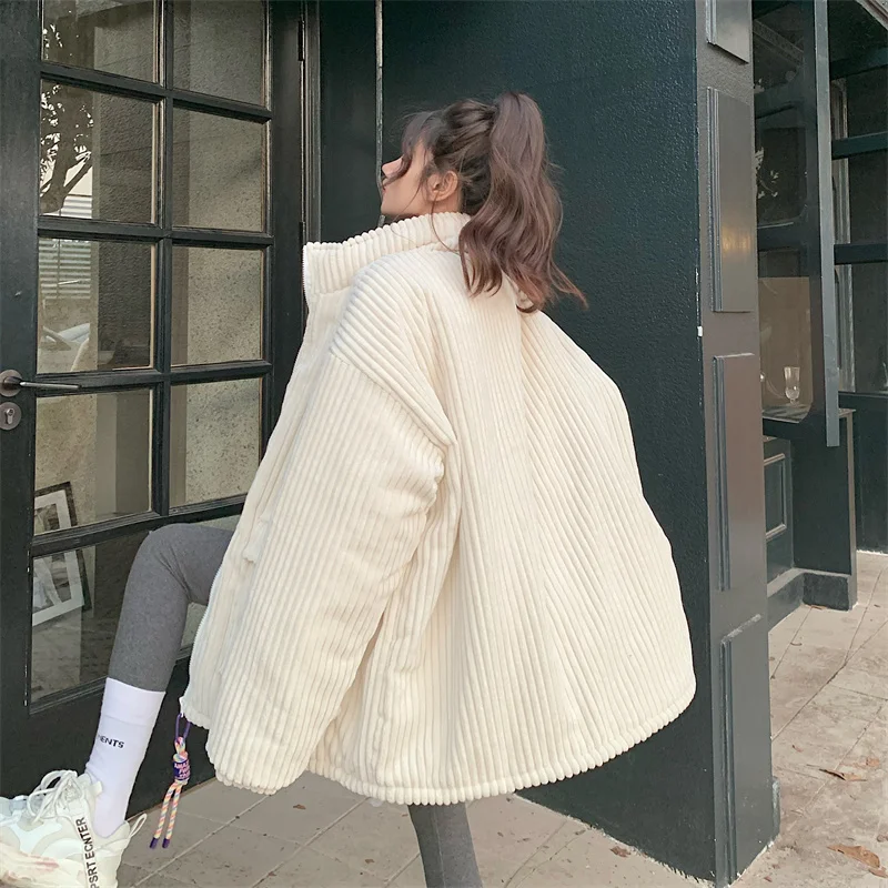 Parkas Womens Work Autumn Adjustable Standneck Bio-Cotton Double-Pocket A-Line Blocking Beige Blue Elastic Athleisure All-Match