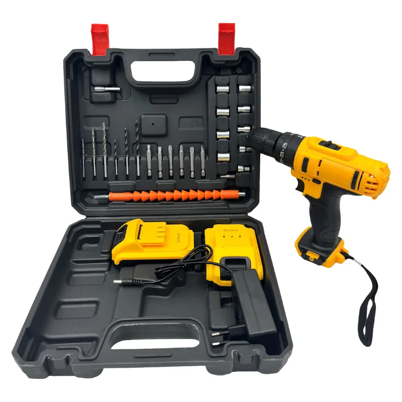 Factory direct sales DW 10mm lithium battery drill 24-piece tool kit two-speed impact drill multi-function power tool