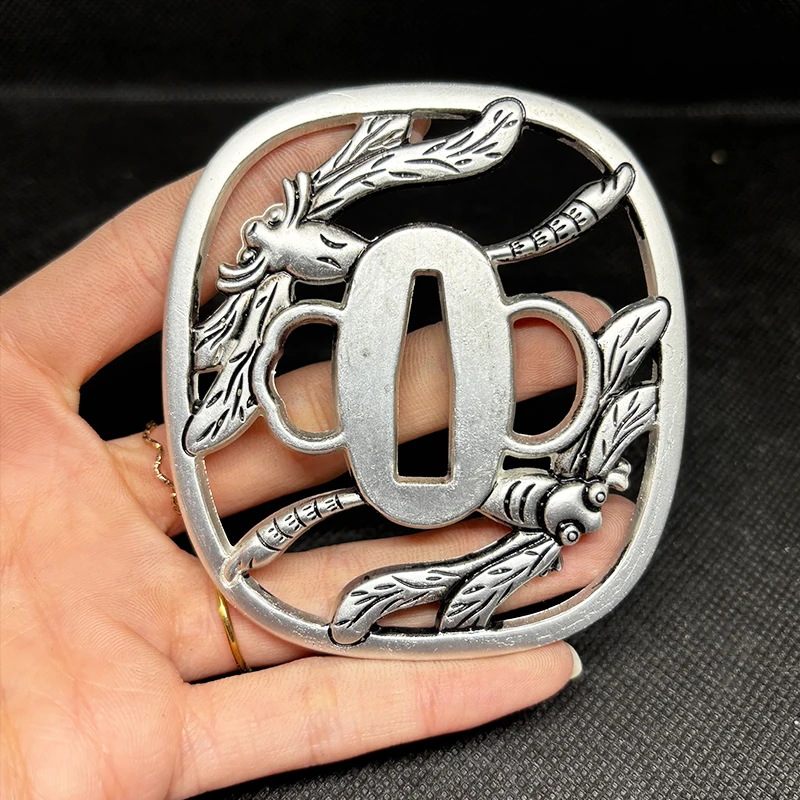 Katana Tsuba Handmade Samurai Sword Guard Silver Fittings For Katanas Wakizashi Alloy Materials