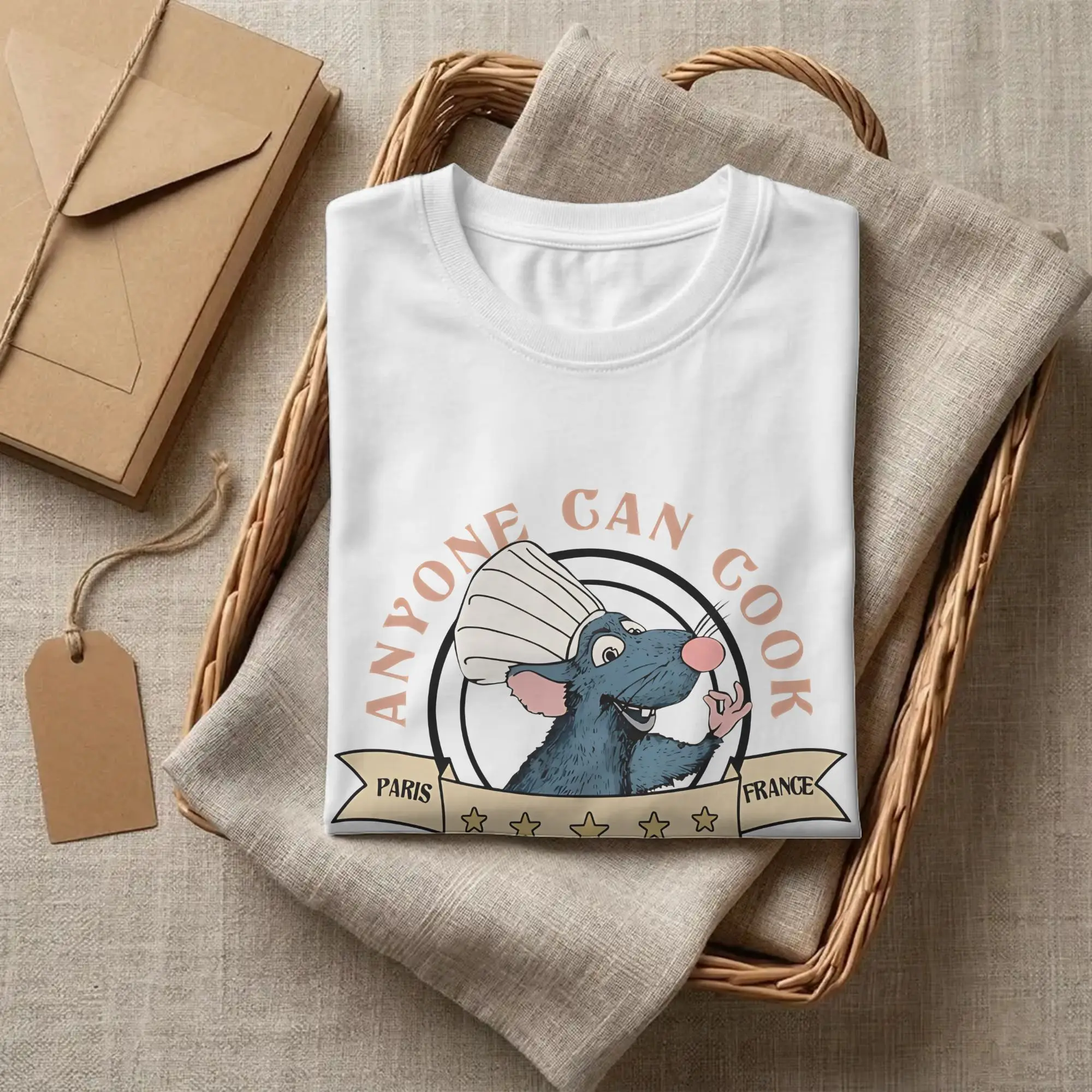 Lässiges Gusteau's T-Shirt „Jeder kann kochen“ für Herren, Baumwolle, kurzärmelig, Ratatouilles, O-Ausschnitt, Sommeroberteile – Detail 1