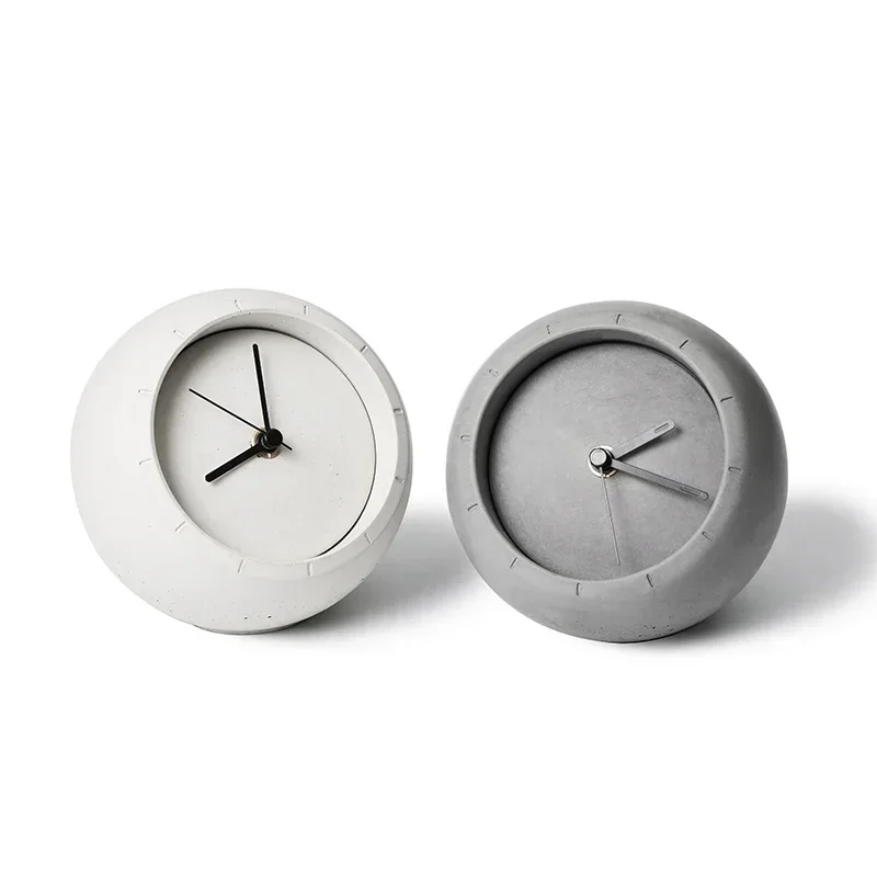 Water concrete simple personality table clock creative jewelry desktop household storage cement silent table clock