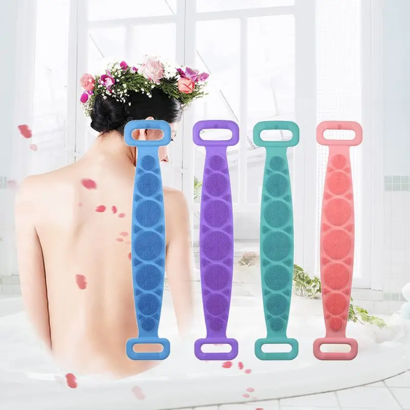 Silicone Brushes Bath Towels Exfoliating Back Brush Belt Wash Massage Shower Brush Flexible Scrubber Skin Cleaning Bath Brush