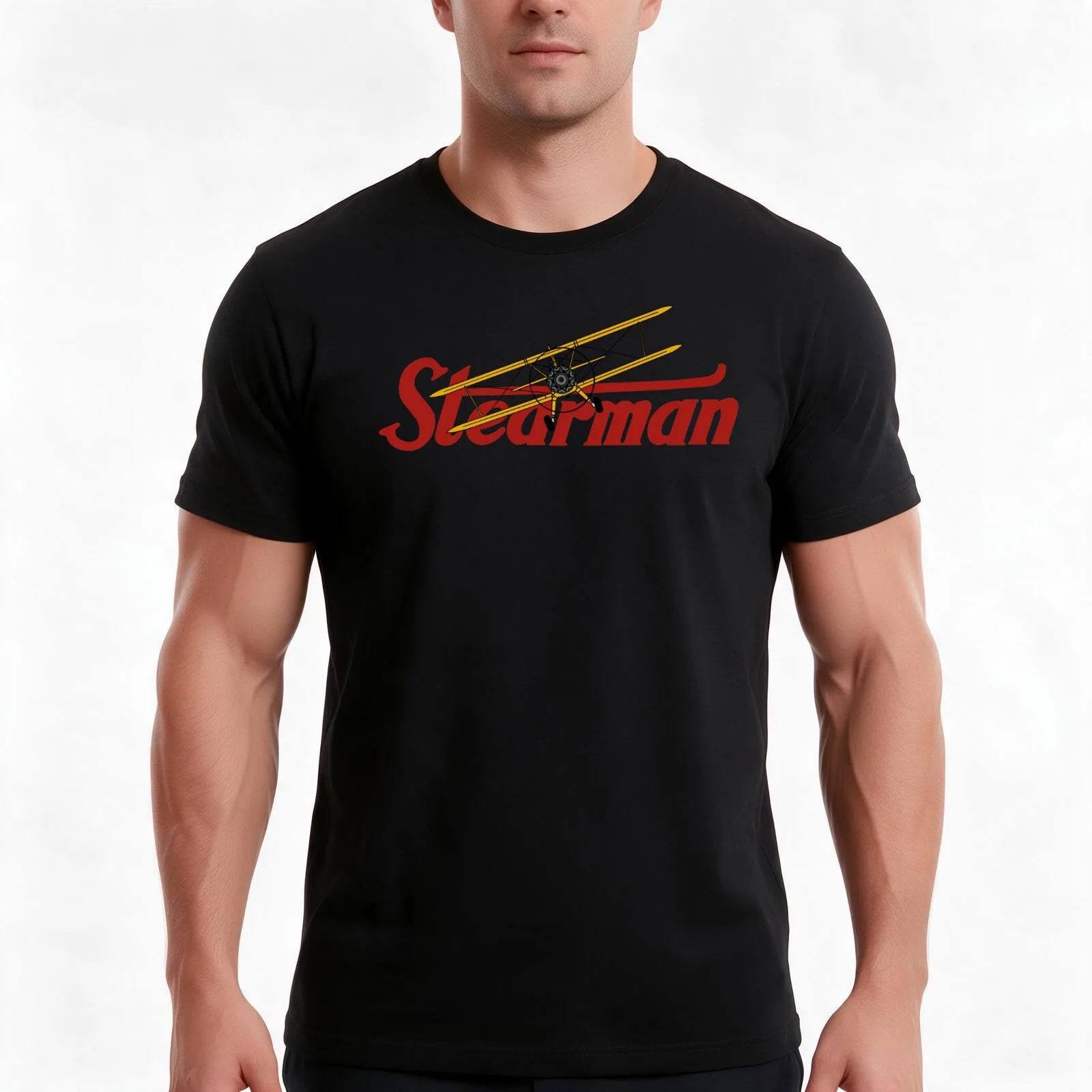 Stearman Bi-Plane Iconic Vintage T-Shirt, Summer Casual Cotton Tee, Oversized Streetwear Tops, Vintage Graphic Print