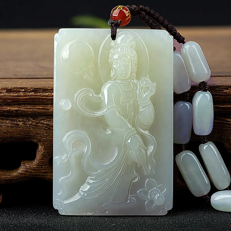 Hetian Avalokitesvara White Men's Guardian Bodhisattva Jade Pendant Ornament