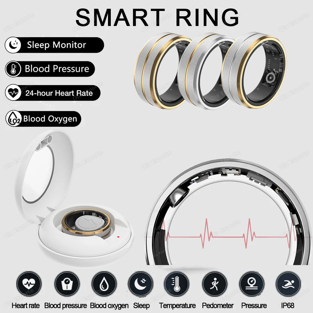 2024 Smart Ring Health Monitor per uomo donna Bluetooth Blood Pressure cardiofrequenzimetro ip68 impermeabile per IOS Android