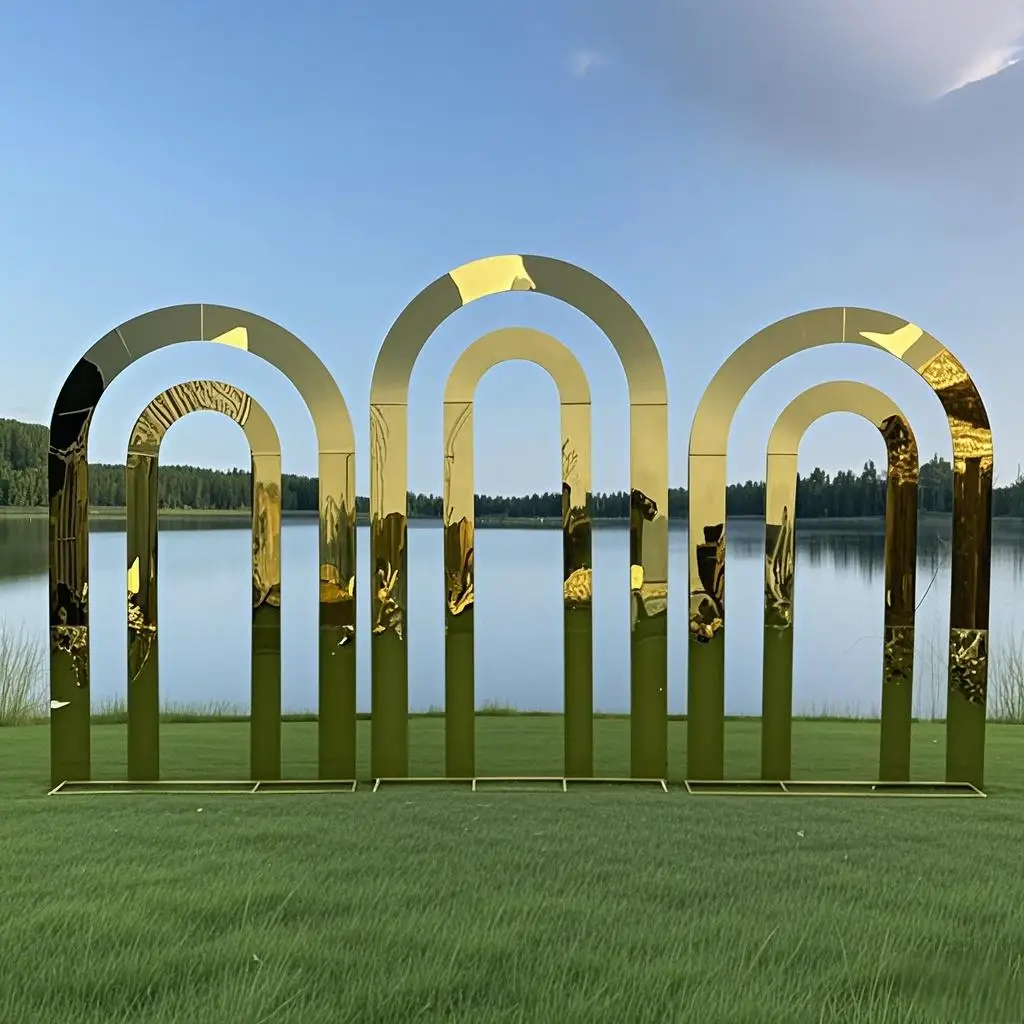 New personalized wedding outdoor stage arch stand background stand stainless steel double round arch screen balloon stand