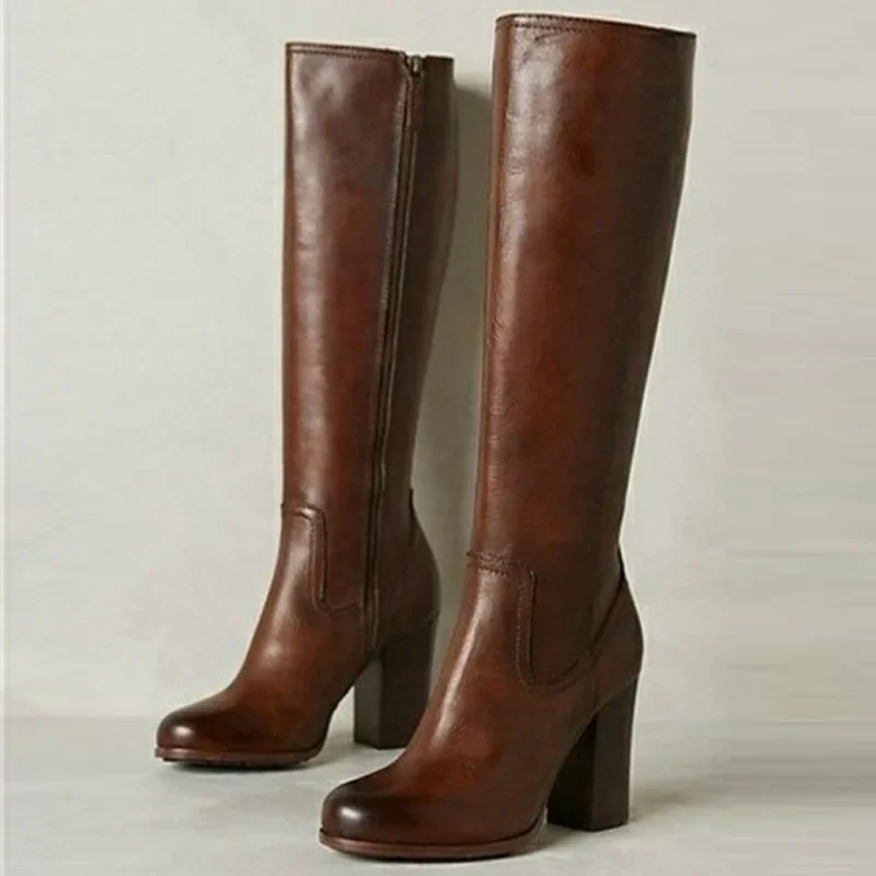 Shoes Women Boots Over Knee Round Toe Zipper Boots-Women Winter Footwear Luxury Designer Over-the-Knee 2025 Large Size Ladies Fa image 5