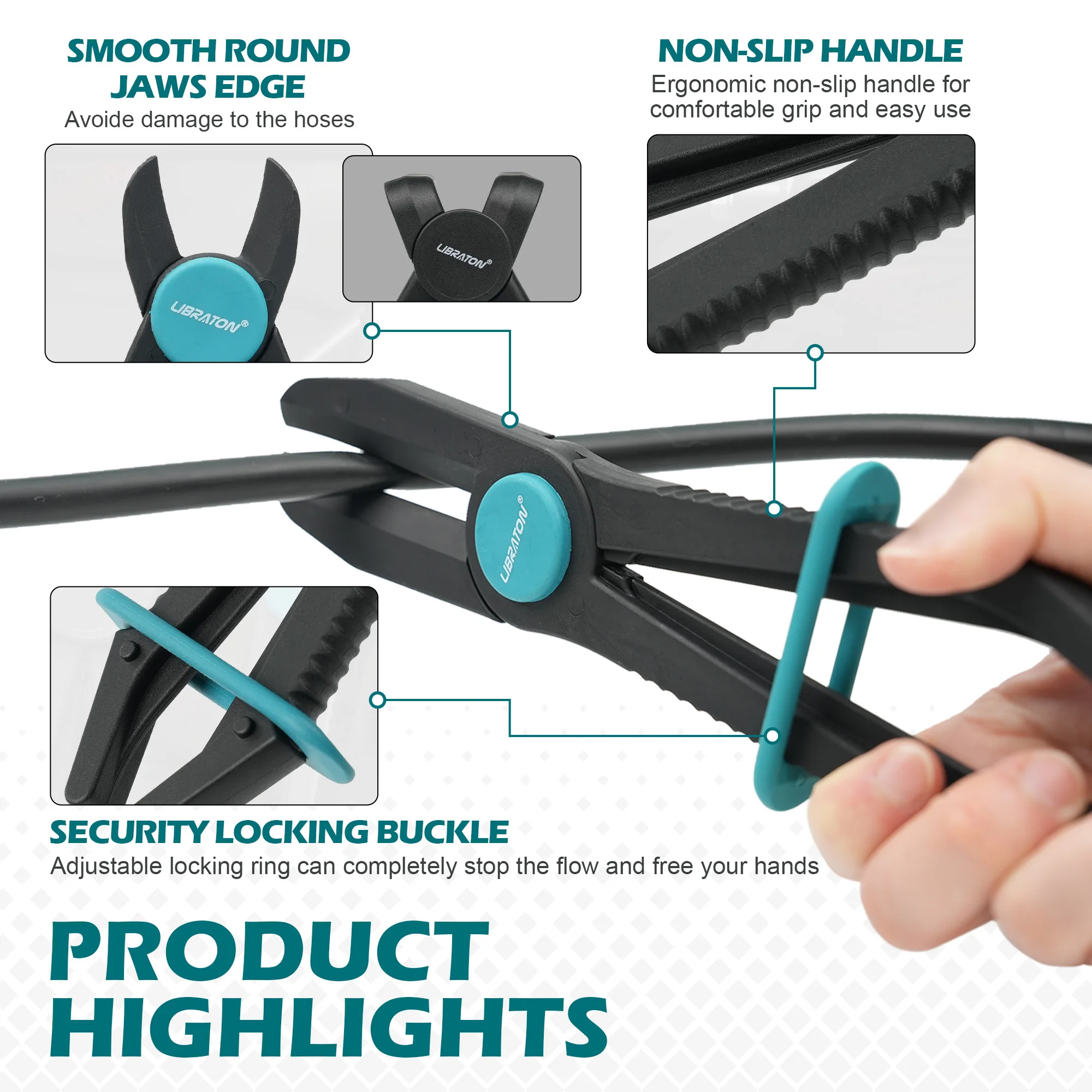 Libraton Hose Clamp Pliers Hose Pinch Off Pliers Line Clamps 6PCS Hose Pinch Pliers Straight & 90° Plastic Hose Clamp Pliers