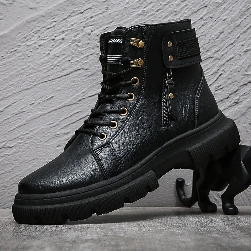 Botas de motocicleta para hombre, botines informales de estilo británico, suela gruesa, chelsea, M1039, novedad de otoño