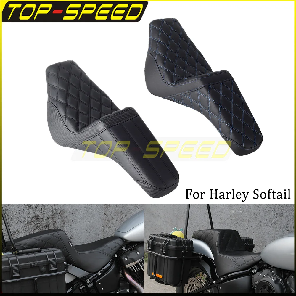 Motorcycle Seat Cushion Black Hump Saddle Seat For Harley Softail Street Bob Heritage Classic 114 Deluxe FXBBS FXST FLHC 2018-24