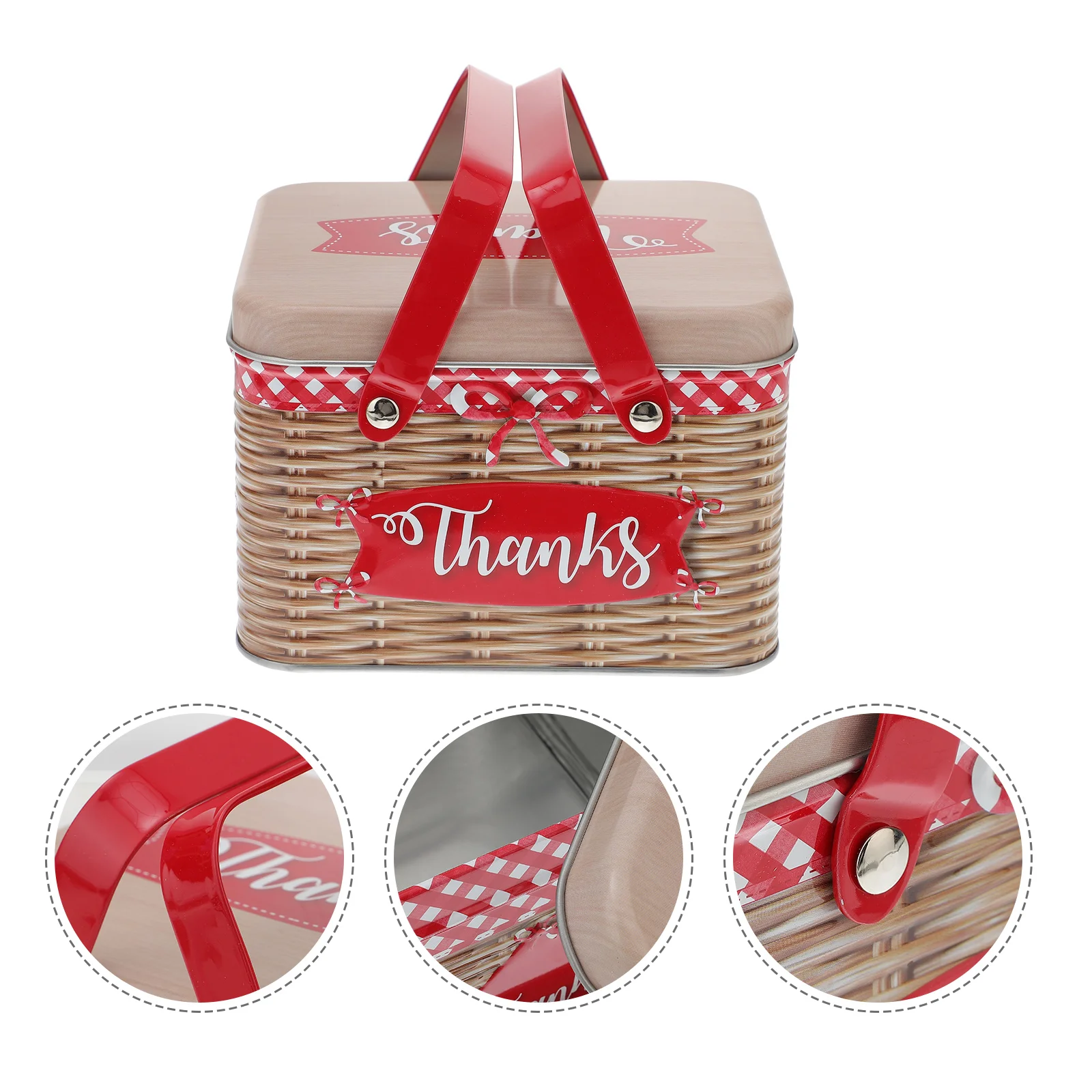 

Portable Gift Jar Chocolate Biscuit Jam Woven Candy Tinplate Boxes Storage Creative Cookie Delicate Container Tank