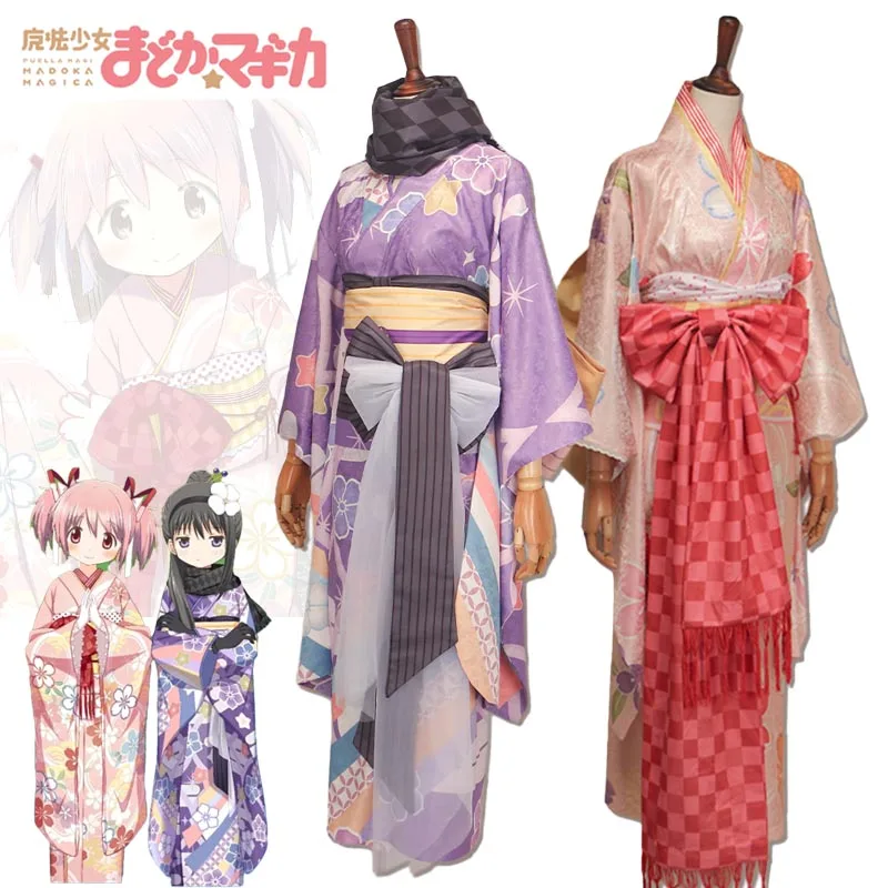 

Anime Puella Magi Madoka Magica Kaname Madoka Akemi Homura kimono Uniform Dress Christmas Suits Halloween Party Clothing Women